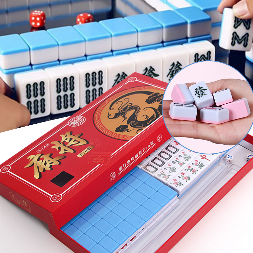 Board Game Box - Portable Travel Mini Mahjong Set Travel