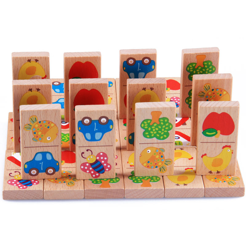 Board Game Monopoli - 28pcs Baby Wooden Domino Block Toys