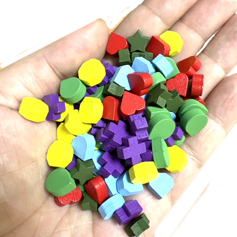 Board Game Sequence - 100Pcs 10mm Heart/Diamond/Water/Cross/Star Pawn Wood Chessman