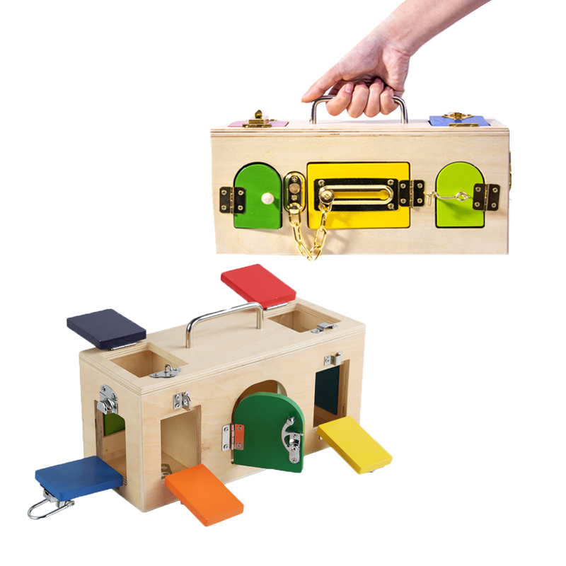 Montessori Lock Box Toy Wooden - Board Game Box ulasan dan harga