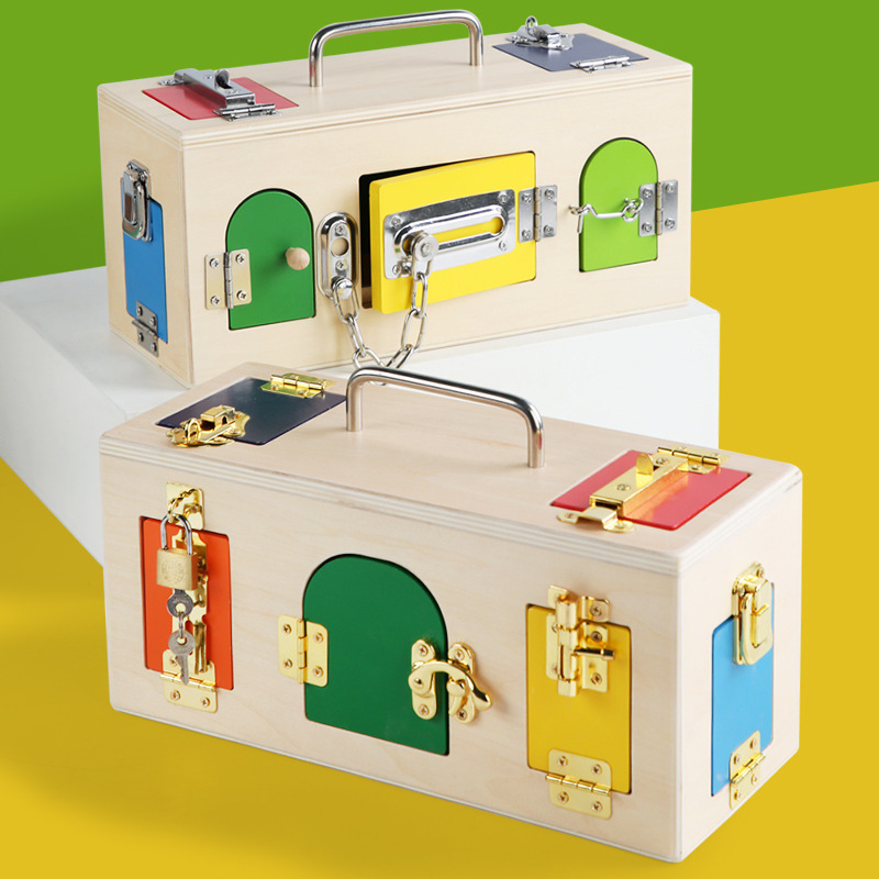 Montessori Lock Box Toy Wooden - Board Game Box ulasan dan harga