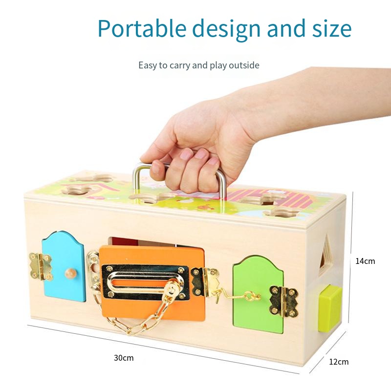 Montessori Lock Box Toy Wooden - Board Game Box ulasan dan harga
