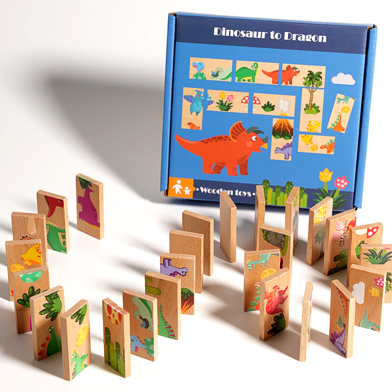 Wooden Dinosaur Domino Matchin - Board Game Monopoli ulasan dan harga