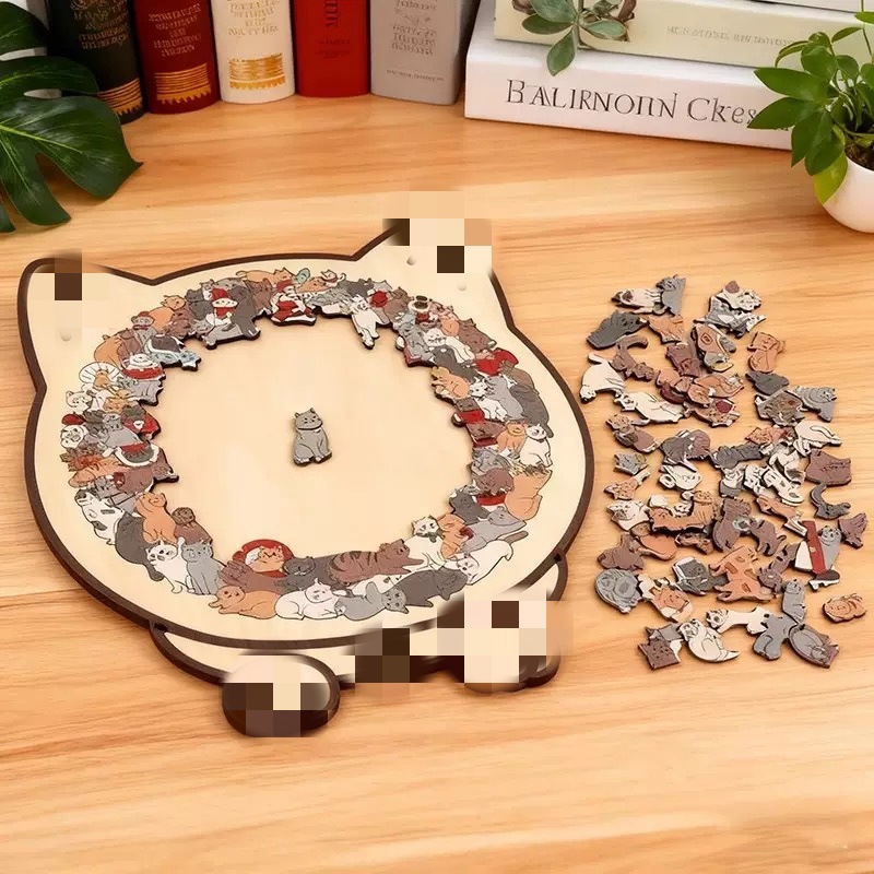Irregular Cat Shape Wooden Puz - Board Game Festival ulasan dan harga