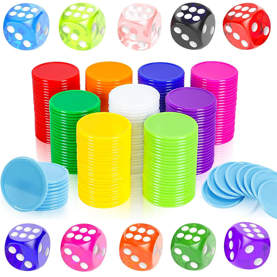 100 Chips & 10 Dices Set - 19m - Board Game Sequence ulasan dan harga