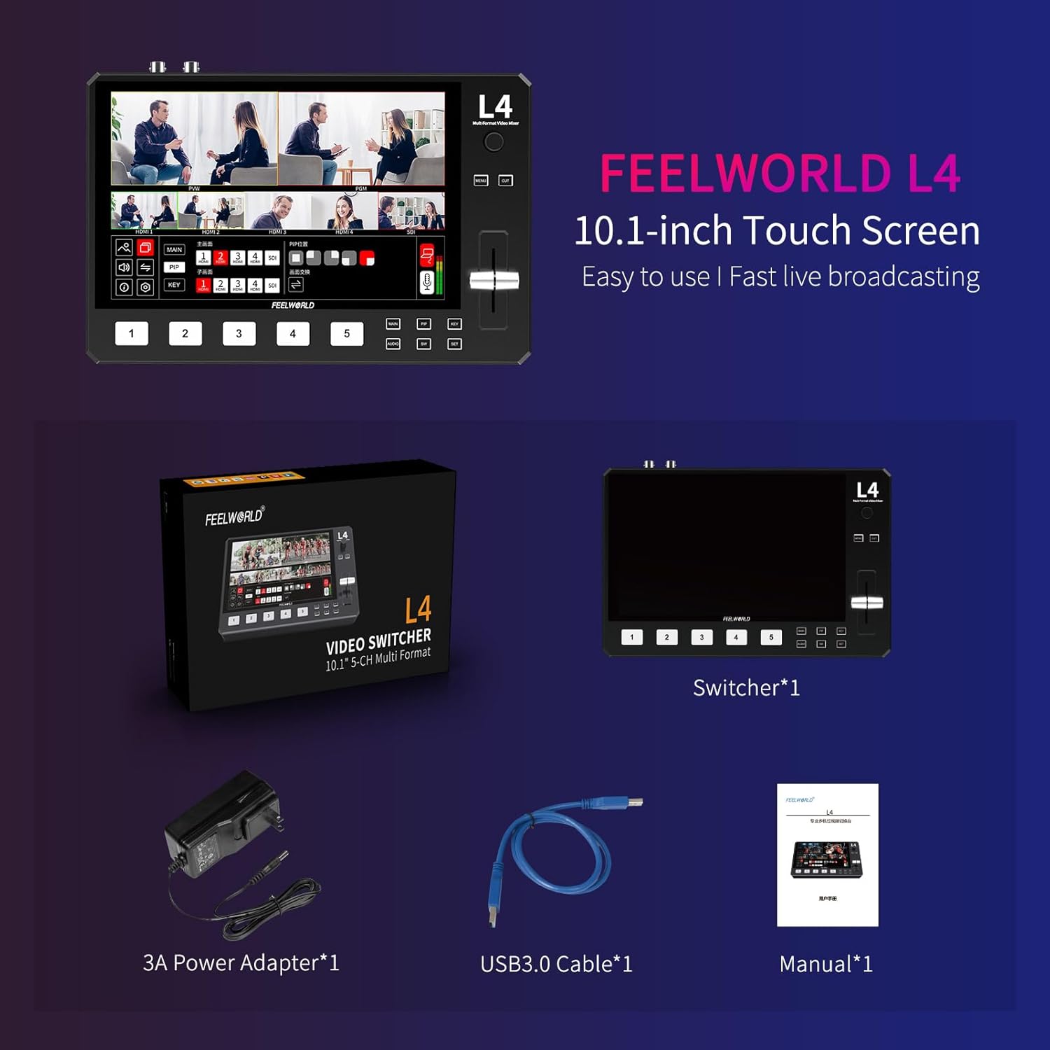 10.1 Touch Screen FEELWORLD L4 - Board Game For 5 Players ulasan dan harga